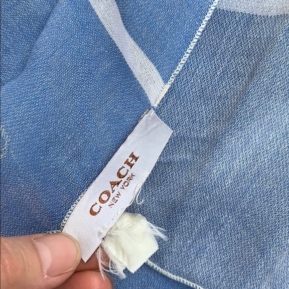 Coach New York Thin Soft Woven Cotton Stripe Scarf - Picture 3 of 7